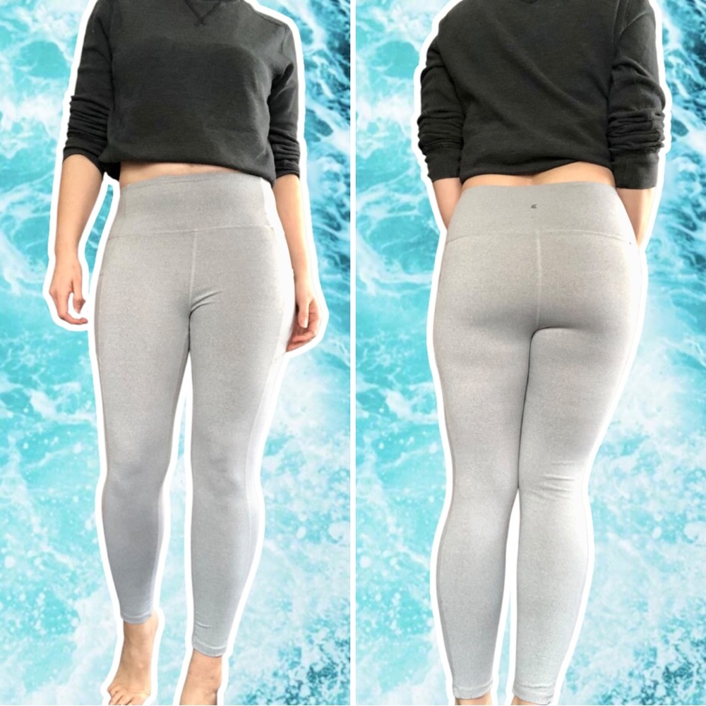 Kyodan Heather Gray High Waisted Athletic Leggings with Pockets, Size M